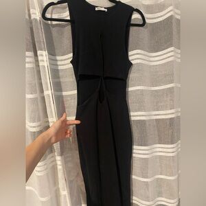 Zara Cut-Out Midi Dress - Black